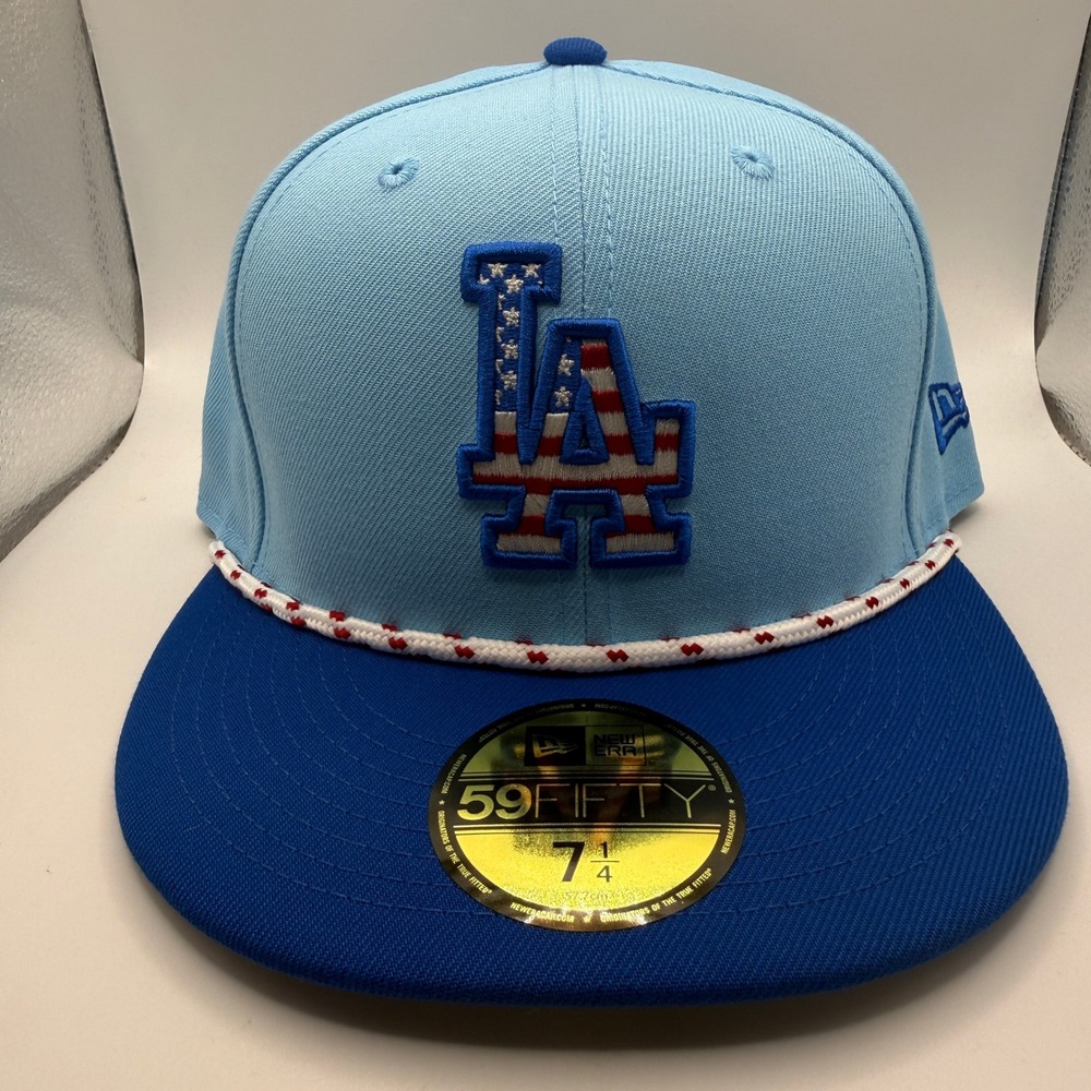 New Era 59FIFTY LA Dodgers July 4th Fitted Hat 7 1/4 Light Blue Royal MLB Cap